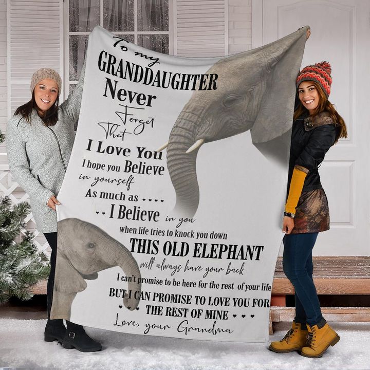 Elephant To My Granddaughter Fleece Blanket Letter Blanket Designs, Winter Gifts For Family