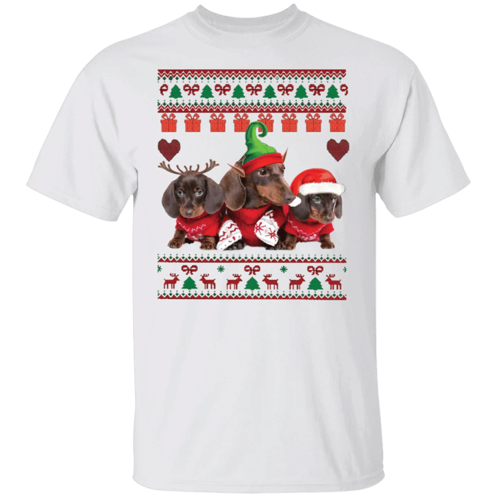 Dachshund Ugly Christmas T-Shirt Cute Dog Vintage Xmas Shirt For Women Weiner Dog Gifts