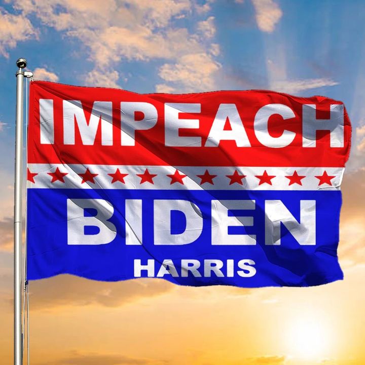 Impeach Biden Harris Flag Anti Biden Flag Political American President Fuck Biden Merch