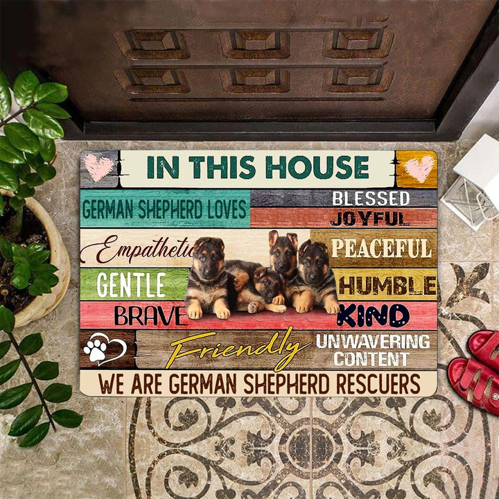 In This House We Are German Shepherd Rescuers Doormat Front Door Mat For German Shepherd Lover