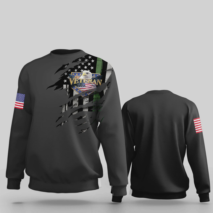 Eagle Veteran Logo American Flag 3D Sweatshirt Veterans Day Gifts For Employees Men's Clothing
