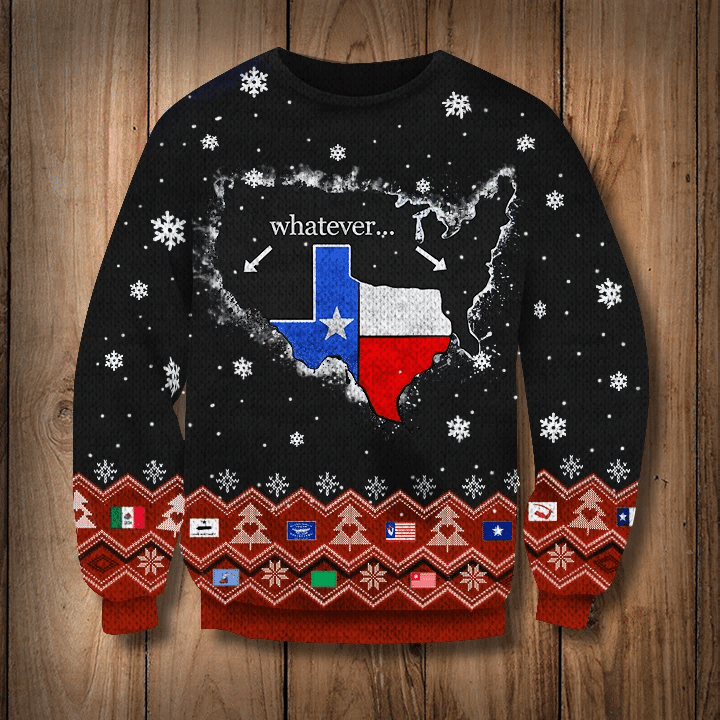 Whatever Texas State Flag Sweatshirt Republic Of Texas Snowflake Design For Texan Xmas Gift