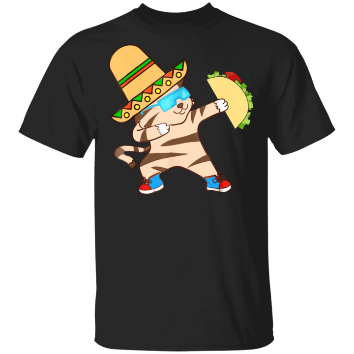 Tacocat Shirt Funny Cute Cat Dabbing Graphic Tee For Cat Owners Gifts For Mexican Students