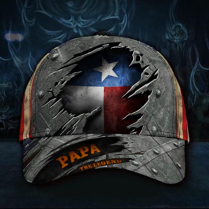 Papa The Legend Texas Hat 3D Print American Flag Cap Father's Day Hat 2023 Patriotic