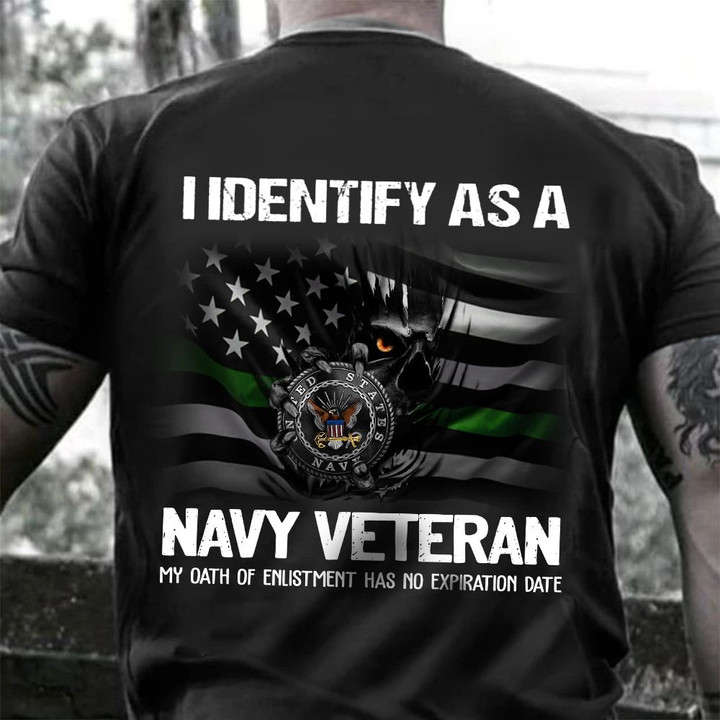 I Identify As A Navy Veteran Shirt Thin Green Line Flag Us Navy Tee Shirts Honor Gift For Him