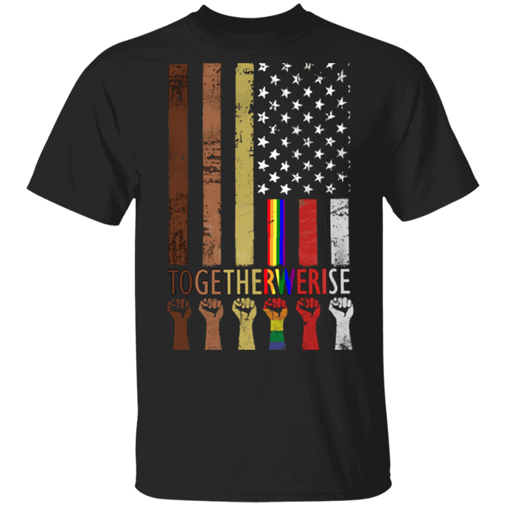 American Flag Together We Rise T-Shirt Juneteenth Be Kind Asl Shirt Blm