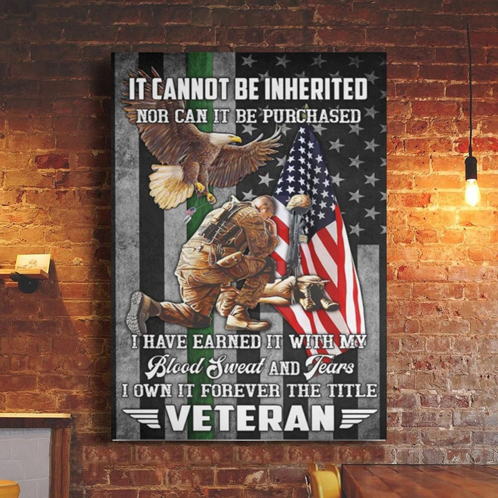 Thin Green Line It Can Be Inherited Veteran Poster Honor Memorial Day Patriotic Wall Decor