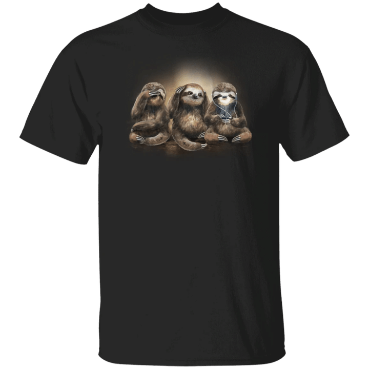 Cute Sloth Listening Music Shirt Graphic Tee Father's Day Gift For Boyfriend
