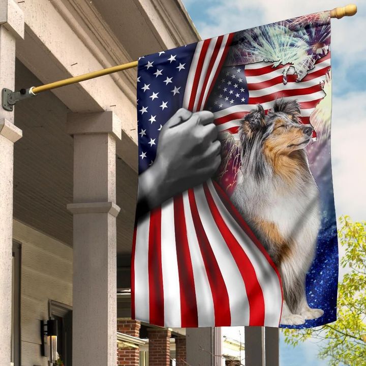 Sheltie With American Flag Patriotic Dog Owner 4Th Of July Holiday 2023 House Decor