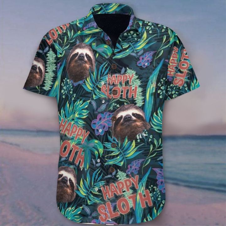 Happy Sloth Hawaiian Shirt Unique Summer Tropical Shirt For Men Gift Ideas