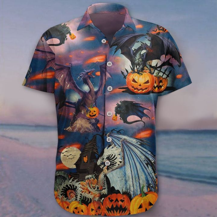Halloween Hawaiian Shirt Dragon Pumpkin Clothing Halloween Tee Gift Ideas