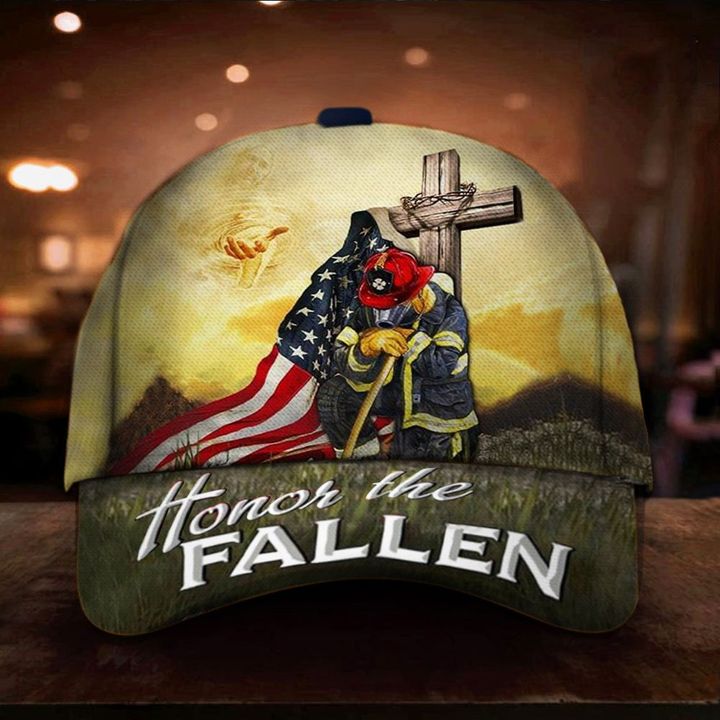 Firefighter Honor The Fallen Hat Christian Cross  Patriot Fireman In Memorial Hat Gift