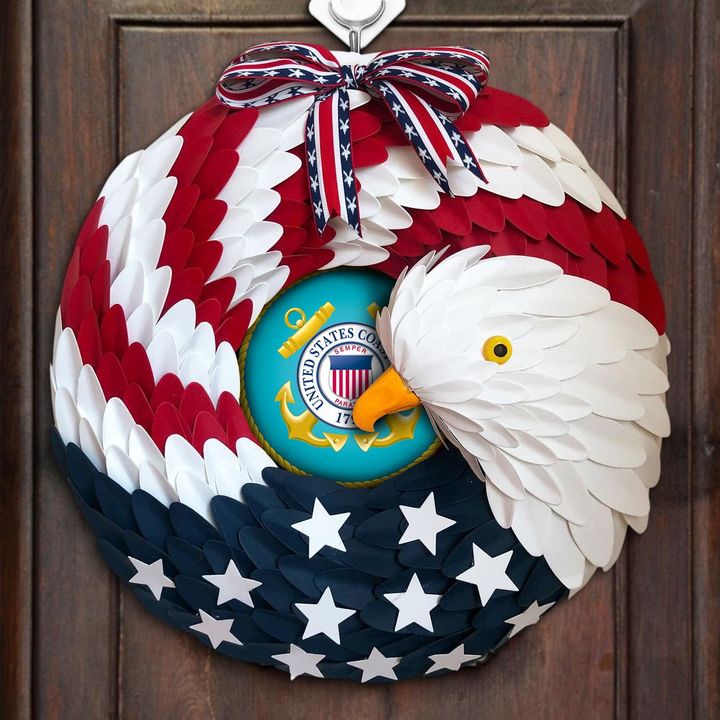US Coast Guard Eagle Wreath Patriotic Honor USCG Coast Guard Front Porch Door Decor Gift