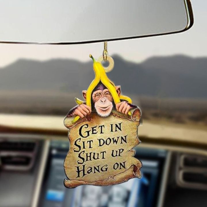 Monkey Banana Get In Sit Down Shut Up Hang On Car Hanging Car Mirror Decoration Funny Gifts