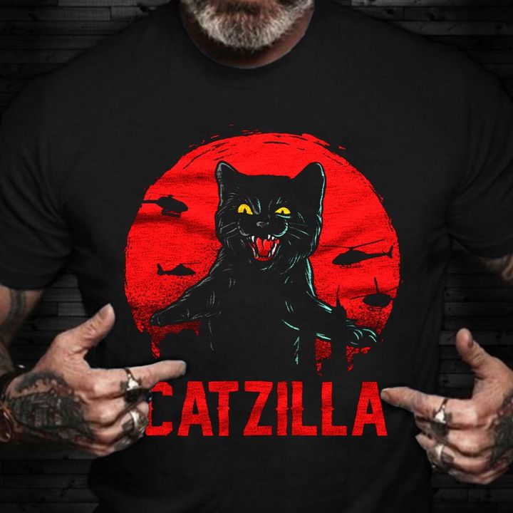 Catzilla Shirt Japanese Sunset Cats Style Kitten Lover Vintage T-Shirt Gift For Best Friend