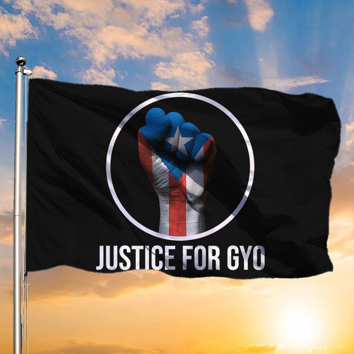 Justice For Gyo Flag Bump Fist Puerto Rico Flag Patriot Gifts Outdoor Decor