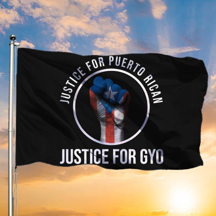 Justice For Gyo Justice For Puerto Rican Flag Chicago Puerto Rican Parade 2021 Shooting