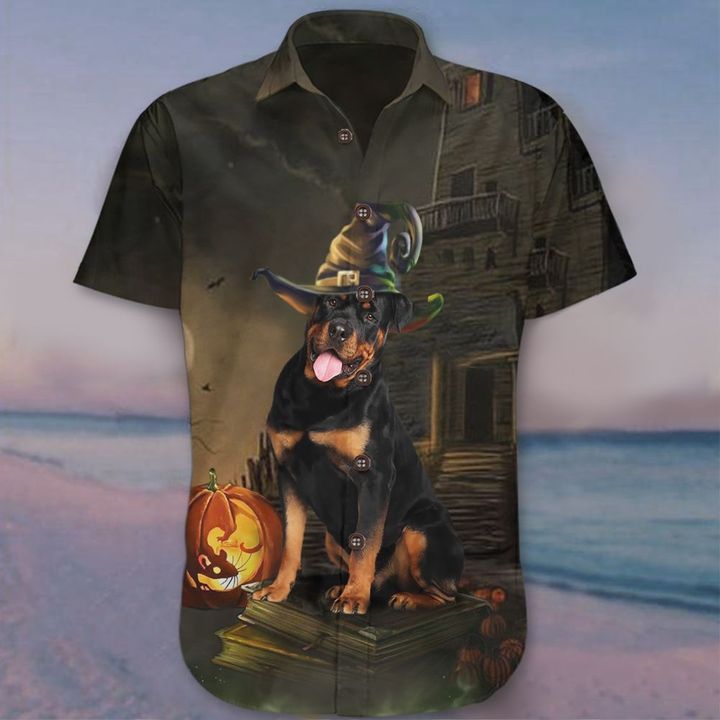 Rottweiler Halloween Hawaiian Shirt Cute Dog Themed Halloween Apparel Gift For Boyfriend