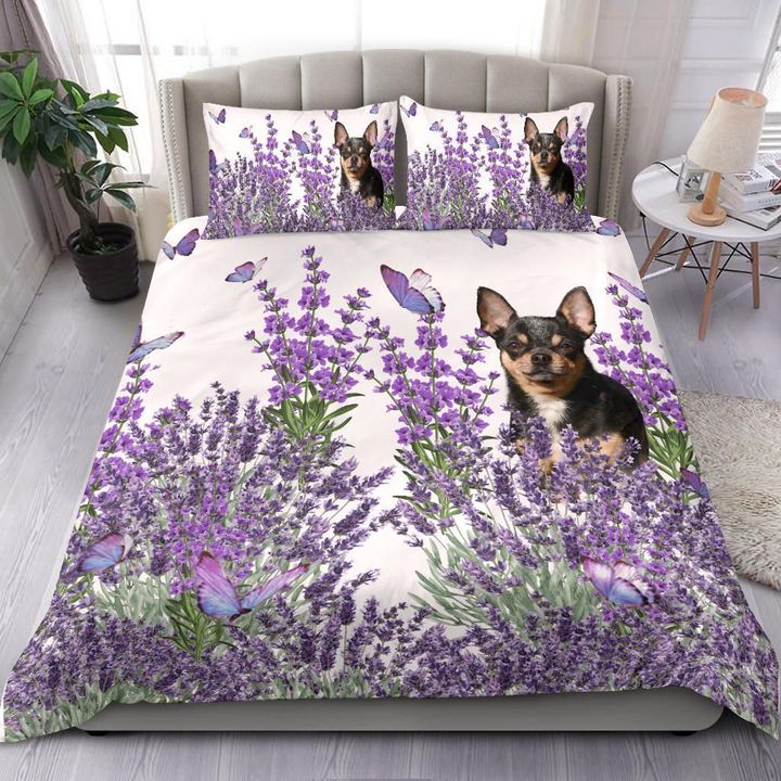Chihuahua Lavendor Bedding Set Unique Dog Mom Gift Ideas