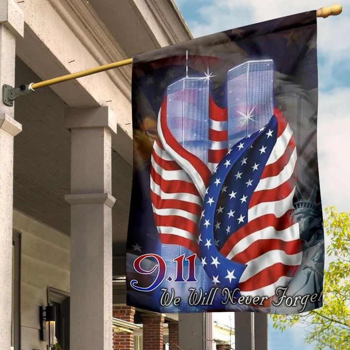 9.11 We Will Never Forget Flag World Trade Center USA Flag Patriot Day Memorial Home Decor