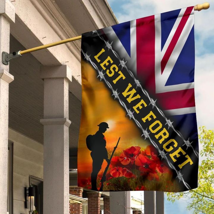 Lest We Forget UK Flag Honor British Soldiers United Kingdom Veterans Remembrance Day Decor