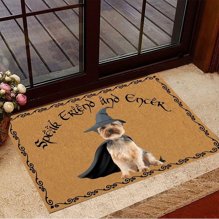 Yorkie Speak Friend And Enter Doormat Dog Gandalf Lord Of The Rings Decor Gift For Dog Lovers