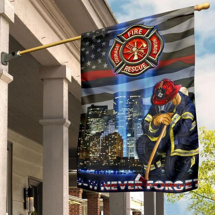 9 11 Never Forget Flag Proud Firefighters Fallen Flag Patriotic Day Memorial Decor