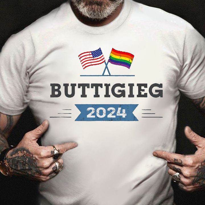 Pete Buttigieg 2024 Shirt American Gay Pride Flag Political Tee Shirts Gift For Family