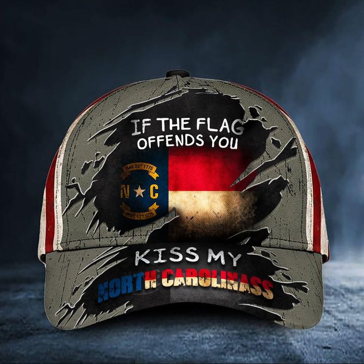 If The Flag Offends You Kiss My North Carolinass Cap USA Flag Hat Honor North Carolina Merch