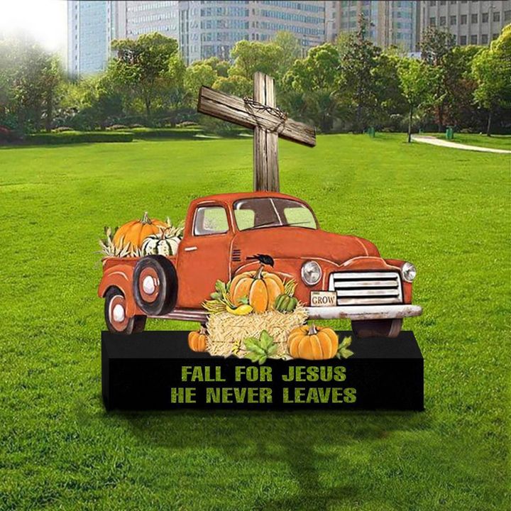 Fall For Jesus He Never Yard Sign Christian Faith Outdoor Outside Halloween Decorations