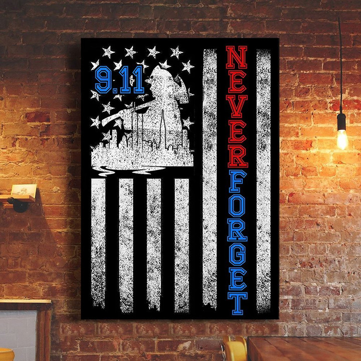 Never Forget 9.11 Firefighters Poster 20th Anniversary Twin Towers Attack Wall Print Home Decor