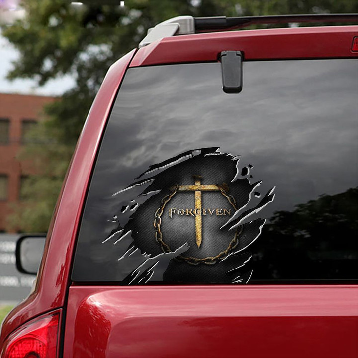 Cross Forgiven Auto Decal Sticker Faith Christian Car Bumper Sticker Car Decor