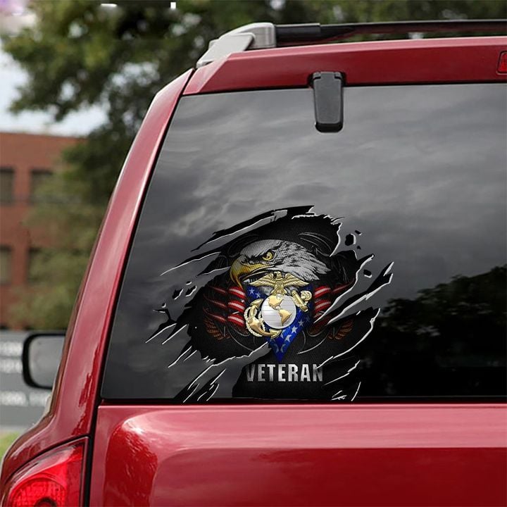 Marine Veteran Car Sticker Decal Patriotic Honor US Marine Corps Veteran Military Decal