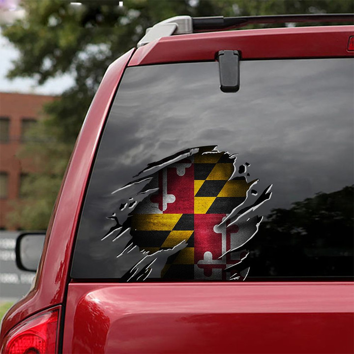 Maryland Flag Car Sticker Auto Decal Maryland Merch Patriotic Gift Ideas For Neighbors