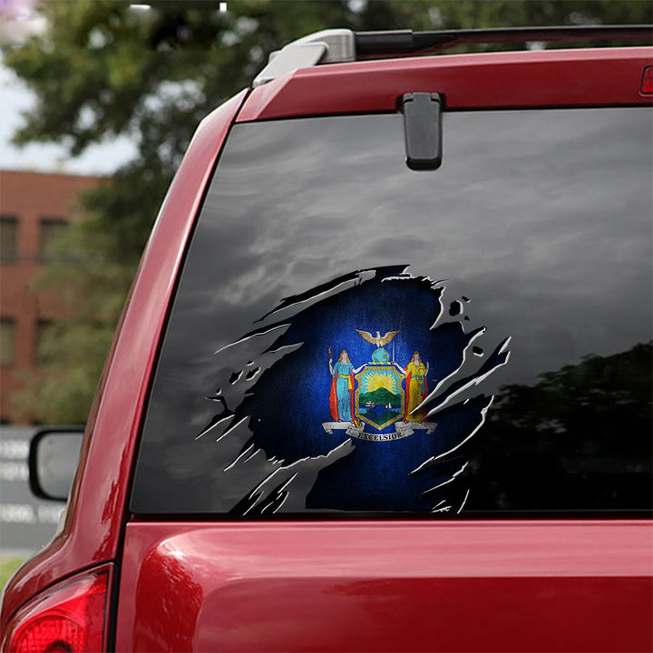 New York Flag Automotive Decal Car Sticker Unique Patriotic New York State Merchandise