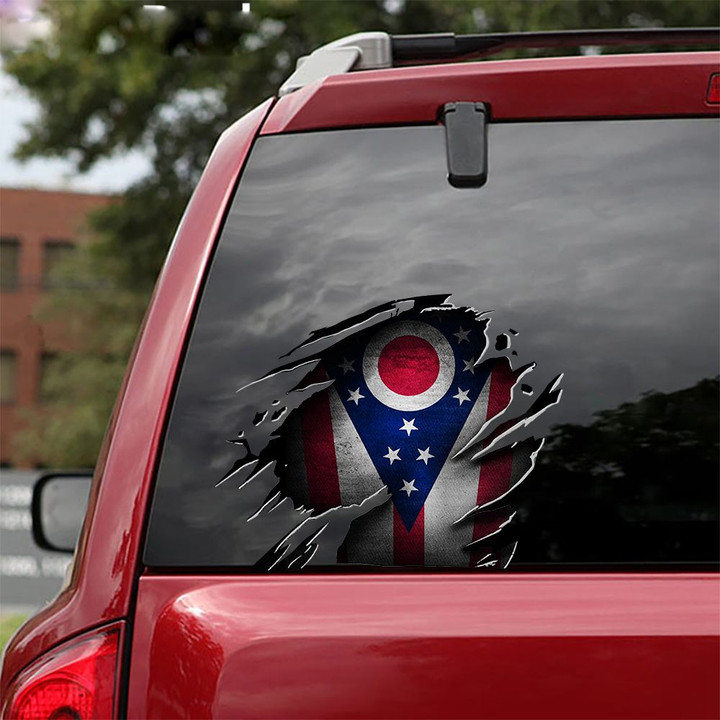 Ohio Flag Car Decal Vinyl Sticker Patriotic Honor Ohio State Car Decor New Neighbor Gift Ideas