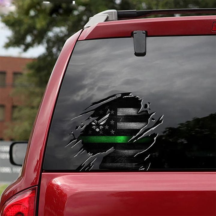 US Air Force Thin Green Line Car Decal Honor Military Sticker Patriotic USAF Gift