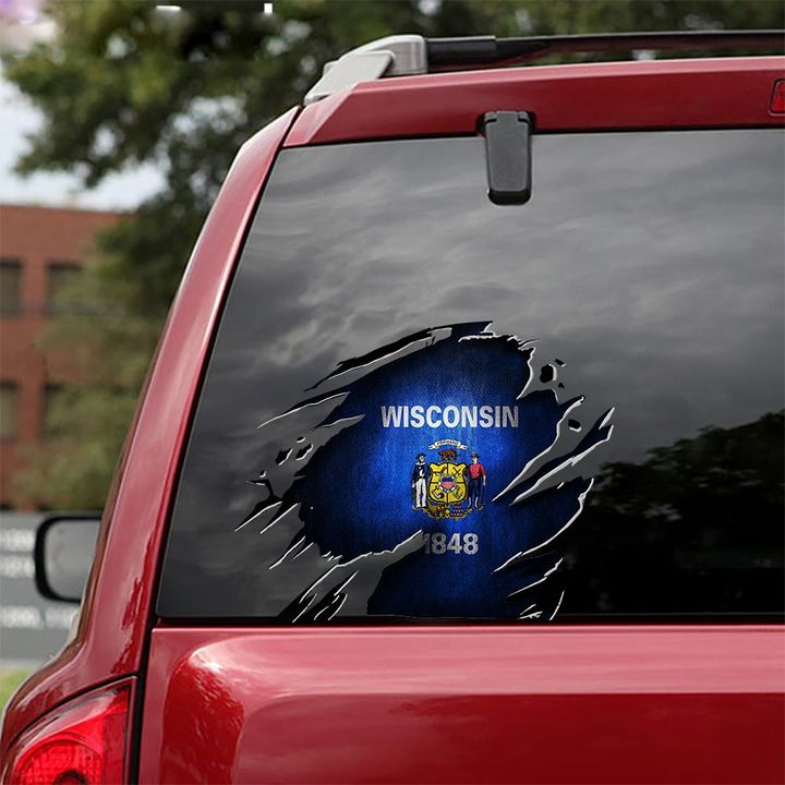 Wisconsin Flag Car Sticker Patriotic Window Decal Sticker For Trucks Vehicle