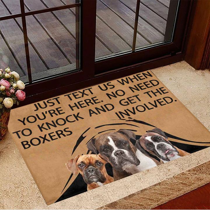 Boxers Just Text Us When You're Here Doormat Decorative Door Mats Gifts For Boxer Lovers