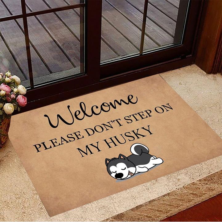 Welcom Please Don't Step On My Husky Entrance Floor Mat Funny Doormat