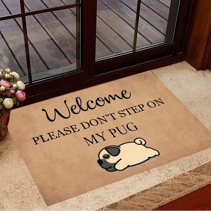 Welcom Please Don't Step On My Pug Entrance Floor Mat Funny Doormat