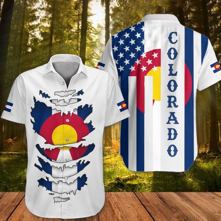 Colorado Hawaiian Shirt Honoring Colorado State Apparel Patriotic Clothing Brother Gifts