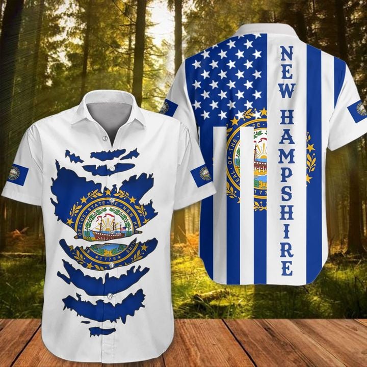 New Hampshire Hawaiian Shirt Patriotic State New Hampshire Apparel Gift Ideas For Grandpa