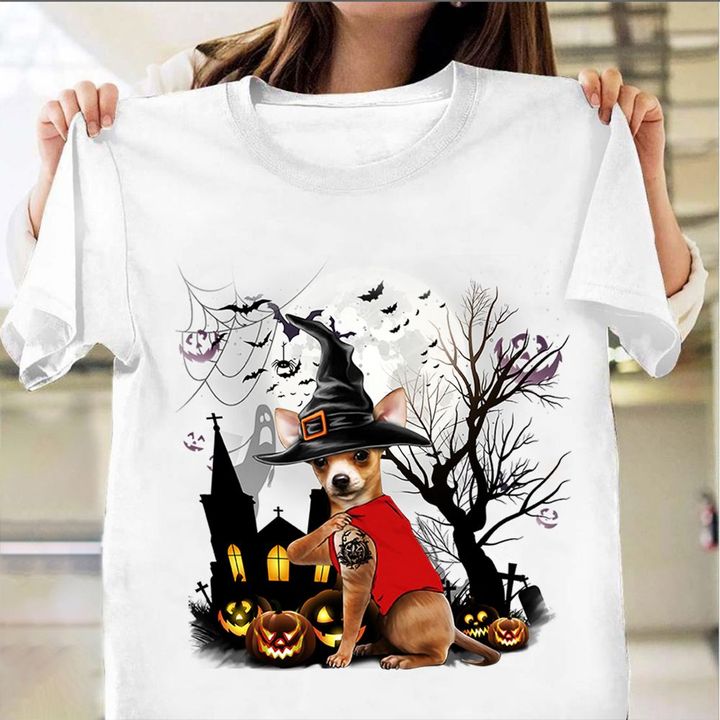 Chihuahua Witch Halloween T-Shirt Cute Funny Halloween Shirt For Adults Siblings Gift