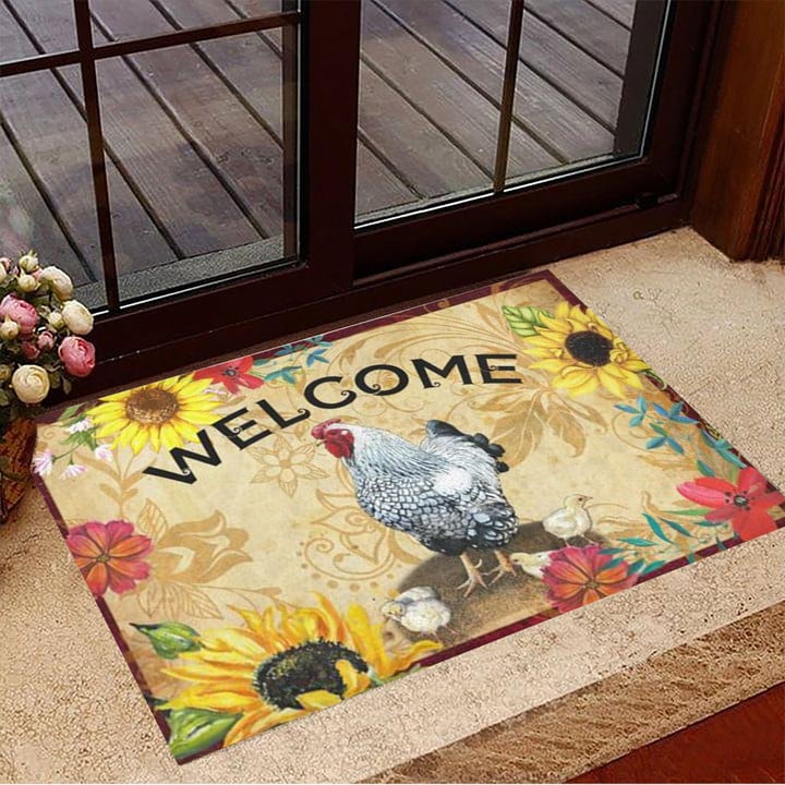 Chickens Welcome Doormat Sunflower Doormat New Home Gift Ideas