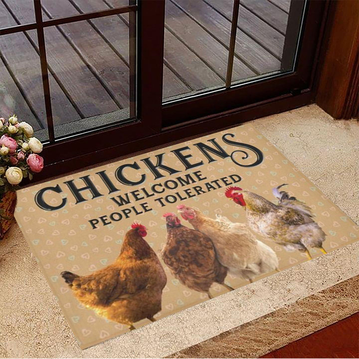 Chickens Welcome People Tolerated Doormat Indoor Door Mats Non Slip New Home Gifts