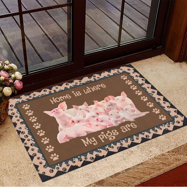 Home Is Where My Pigs Are Doormat Hilarious Doormats Housewarming Gifts
