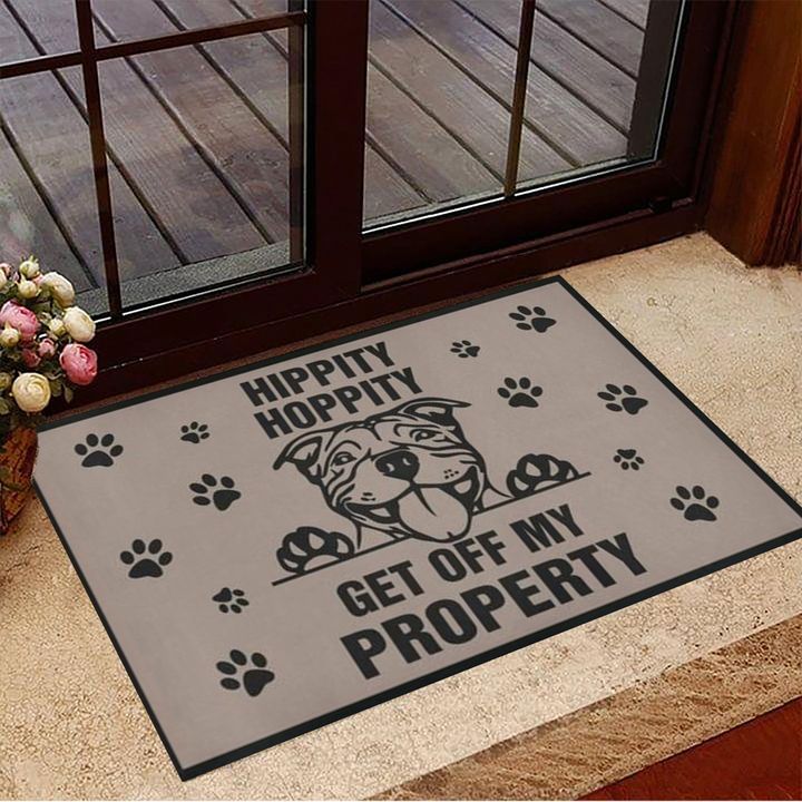 Pitbull Hippity Hoppity Get Off My Property Doormat Funny Dog Doormat Gifts For Pitbull Lovers