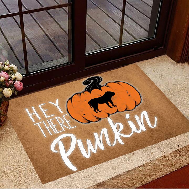 Bulldog Hey There Pumpkin Doormat Fall Welcome Mat Gifts For Bulldog Lovers