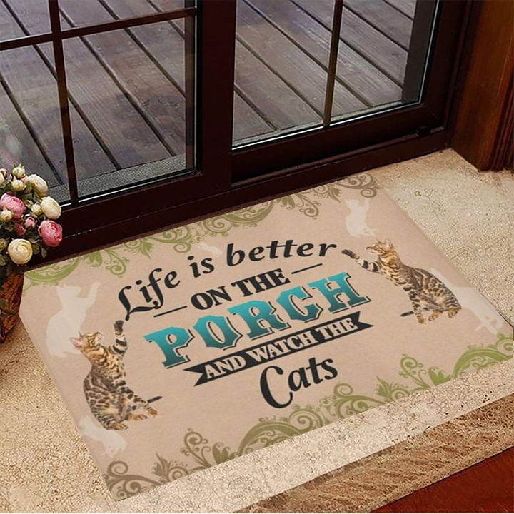Bengal Life Is Better On Porch And Watch The Cats Doormat Indoor Welcome Mat Home Decoration